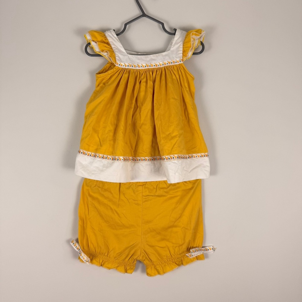 Vintage Elen Henderson Baby Mustard‎ Yellow Duckling Top and Bloomers Set